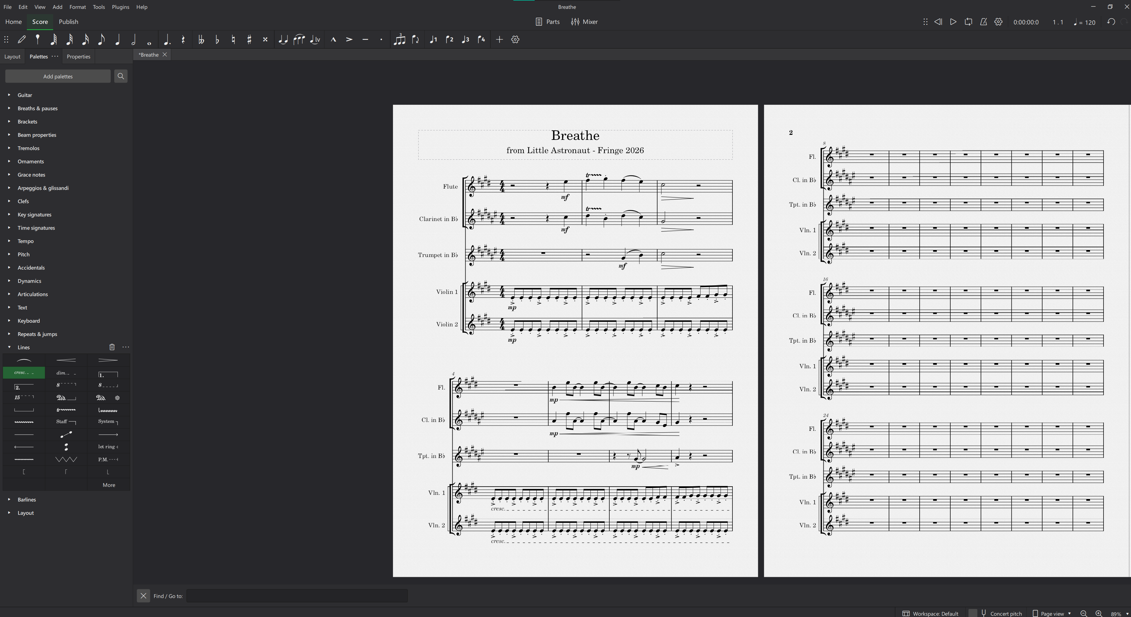 arrangement with score and parts